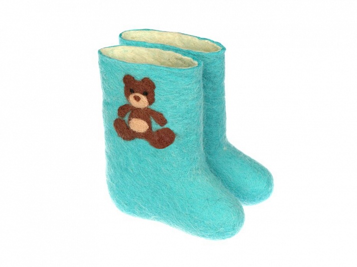 Children's felt boots "Bear" | Online store of linen products «Linife»