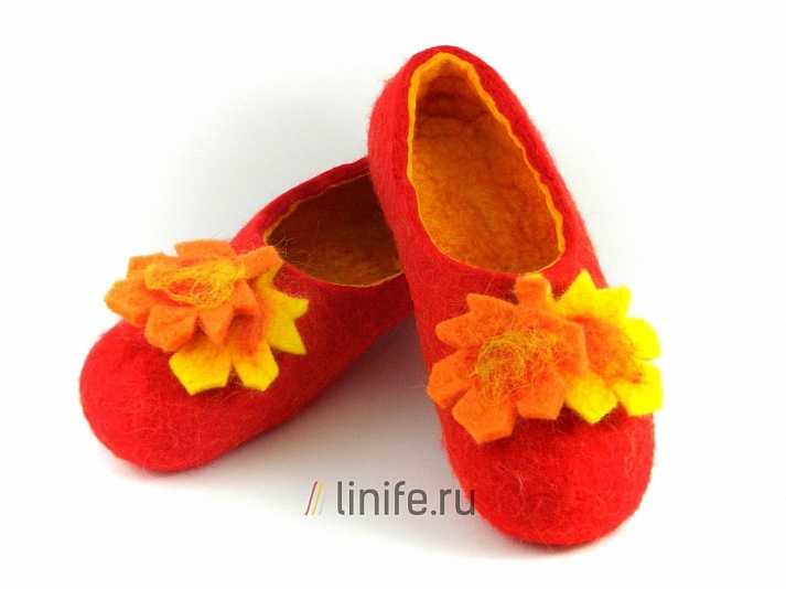 Felt slippers "Harvest" | Online store of linen products «Linife»