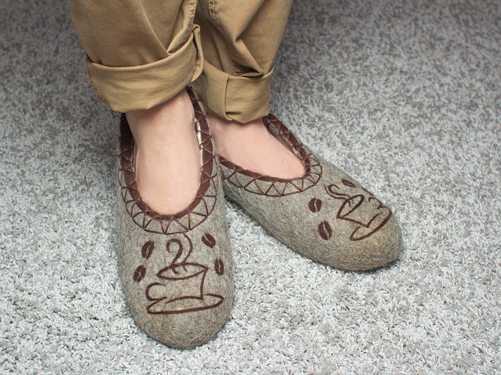 Felt slippers "Morning" | Online store of linen products «Linife»