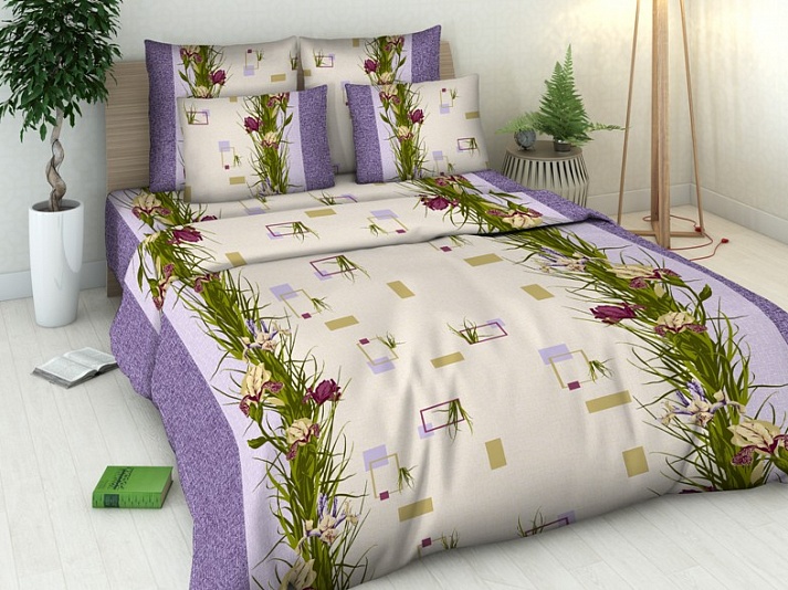 Bed linen from coarse calico "Irises" | Online store of linen products «Linife»