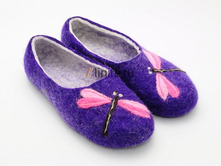 Felt slippers "Dragonfly" | Online store of linen products «Linife»