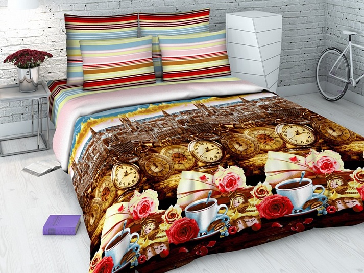 Bed linen from calico "Morning in London" | Online store of linen products «Linife»