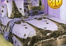 Bed linen from percale "Romance of Paris 3D" | Online store of linen products «Linife»