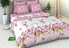 Bed linen from coarse calico "Peach Blossom" | Online store of linen products «Linife»