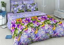 Bed linen from coarse calico "Violets" | Online store of linen products «Linife»