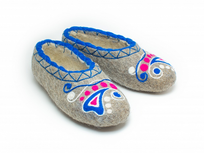 Felt slippers "Pattern" | Online store of linen products «Linife»