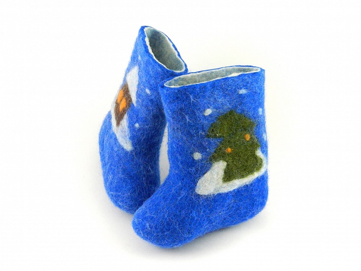 Children's felt boots "Little Houses" | Online store of linen products «Linife»