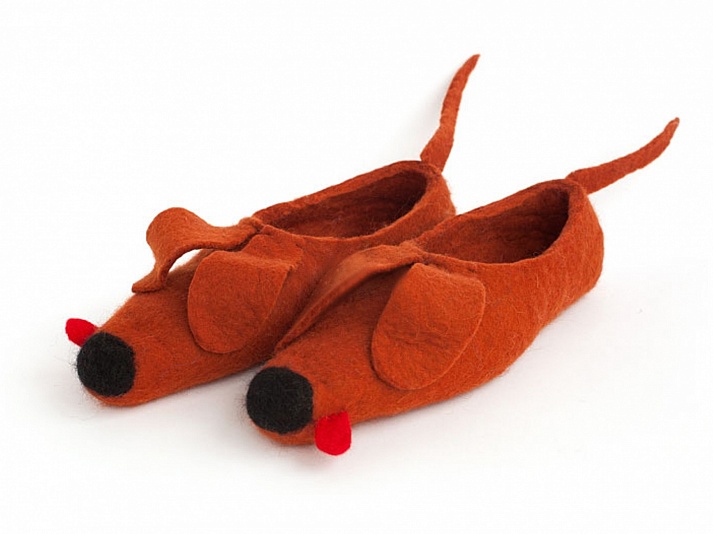 Felt slippers "Dog" | Online store of linen products «Linife»